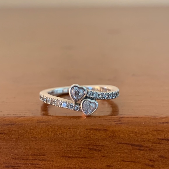 Pandora Two Sparkling Hearts Ring 